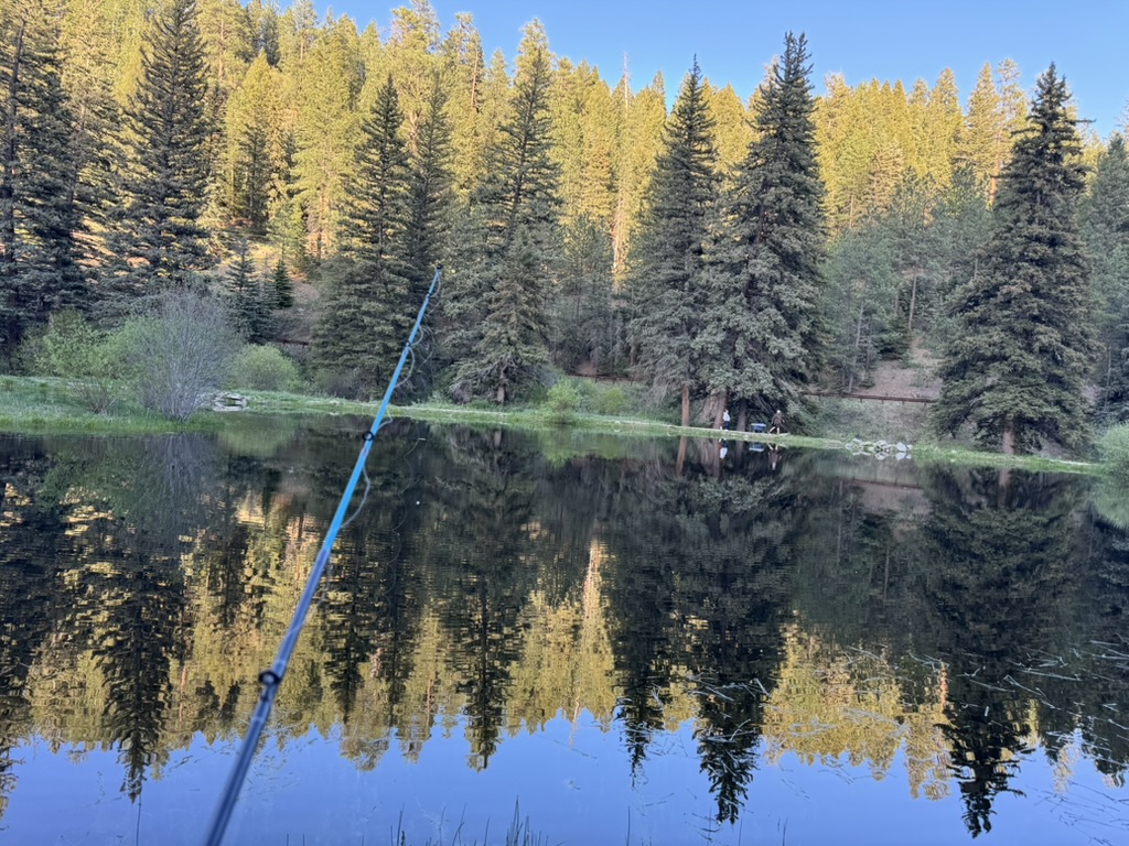 Cowles Ponds reflection ponderosa pines Pecos New Mexico